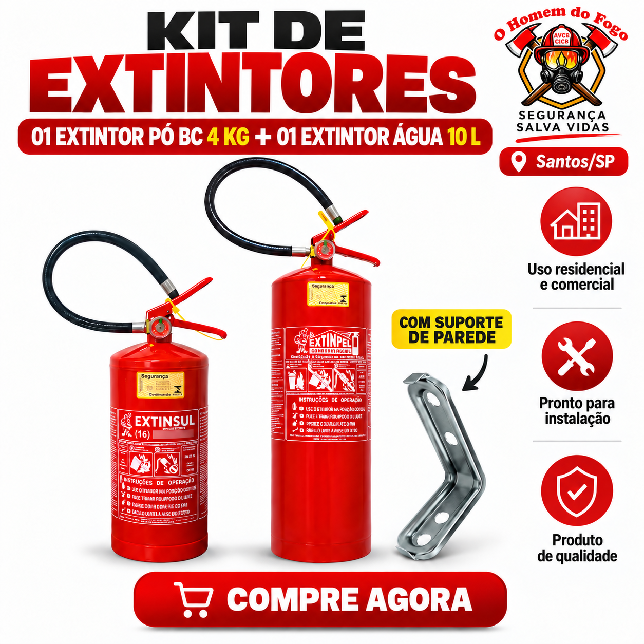 Kit completo com dois extintores